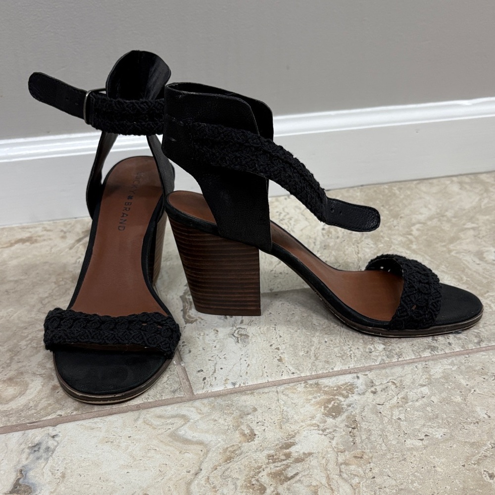 Lucky Brand Black Braided Women's Heeled Sandals